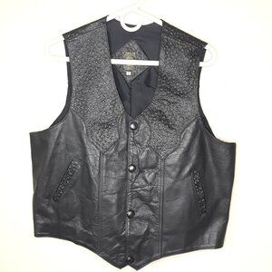 Chasser Men's Leather Vest Motorcycle Western Cut Frontier 42